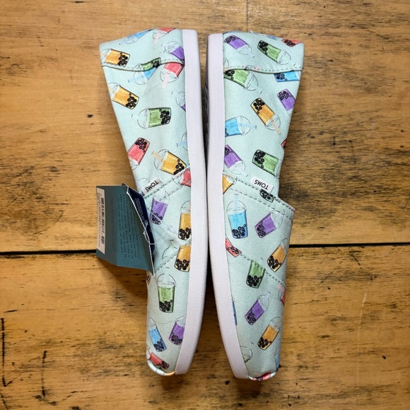 RARE TOMS Women’s Limited Edition Matcha Boba Tea Alpargata Slip-Ons NWT US 7.5 - Picture 3 of 8